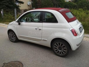 FIAT 500C 1.2 8V Lounge WHITE&RED SZERVÍZKÖNYV PARKSZENZOR BLUE&ME USB AUX ALUKERÉK BŐR BELSŐ