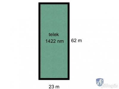 Bérkert utcán 1422 nm-es telek, ami 2. telekre osztható.