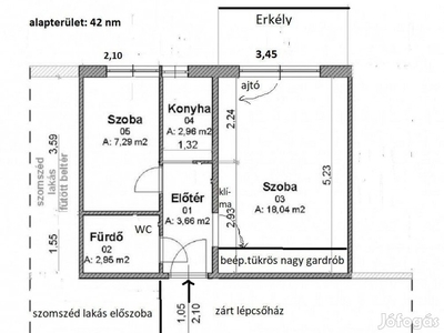 1,5 szobás, erkélyes, bútorozott lakás remek helyen eladó