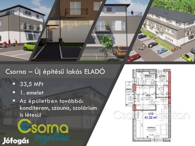 Csorna - 41,32 m2-es, 1 hálószobás lakás eladó