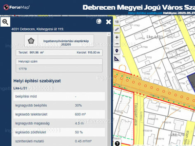 Eladó lakóövezeti telek - Debrecen, Kishegyesi út 119.