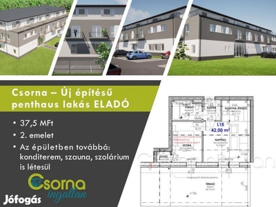 Csorna - 42 m2-es tetőteraszos lakások eladók