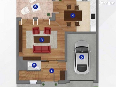 Eladó társasházi sorházban 6 db 168 m2 három szintes lakás,