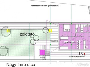 Debrecen Mester u. 20 alatt 90 m2-es N+3 szobás penthouse lakás eladó