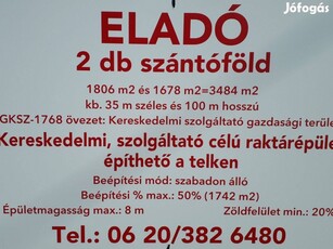 Bajai iparterületi telek eladó. Ker. szolgáltató raktárépület építhető