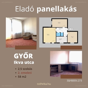 Marcalváros I., Győr, ingatlan, lakás, 58 m2, 31.990.000 Ft