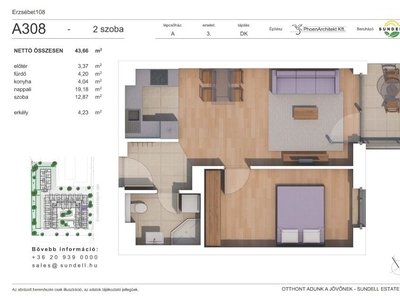 újépítésű, Budapest, ingatlan, lakás, 43 m2, 56.875.000 Ft