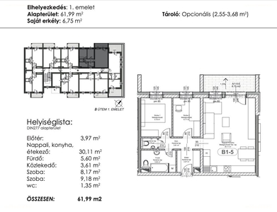 újépítésű, Levél, ingatlan, lakás, 61 m2, 49.870.000 Ft