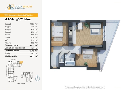 újépítésű, Csillaghegy, Budapest, ingatlan, lakás, 70 m2, 77.100.000 Ft