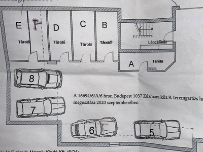 Eladó teremgarázs hely - III. kerület, Zúzmara köz 8.