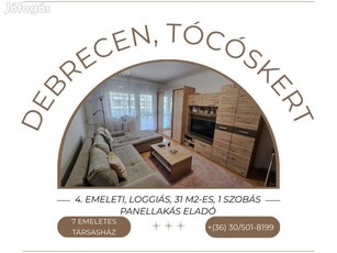 Tócóskerti, 4. emeleti, jó állapotú, 31 m2-es, loggiás lakás eladó