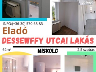 Eladó Miskolc Dessewffy utcai 62m2 társasházi lakás 15m2 garázzsal