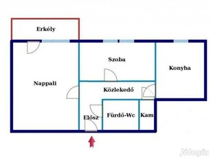 Kossuth utcán 2 szobás erkélyes lakás eladó