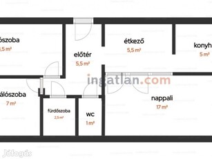 Kispesti 1+2-es 53 nm lakás 4 emeletes társasházban eladó