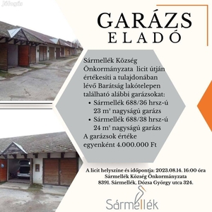 Sármelléken garázs eladó!