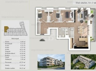 Eladó téglalakásTata, Tata Kertváros, 1. emelet