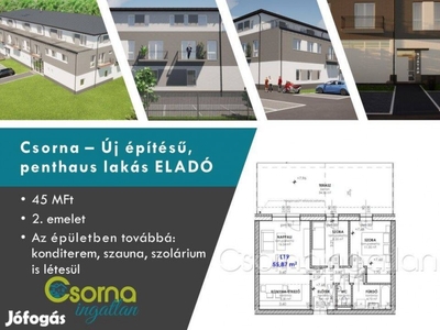 Csorna - 56 m2-es, 2 hálószobás lakások eladók