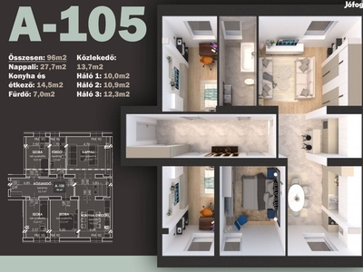 Első emeleti 3 szoba+nappalis lakás! A-105 - Tiszaújváros, Borsod-Abaúj-Zemplén - Lakás