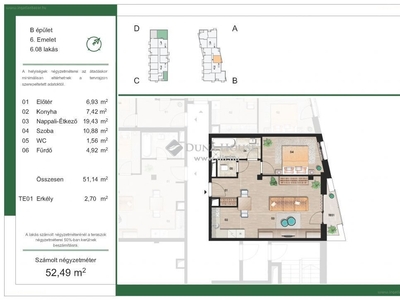 újépítésű, Felső Kispest, Budapest, ingatlan, lakás, 52 m2, 60.888.400 Ft